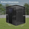 6 x 4 FT Garden Shed Storage Waterproof with Foundation Kit and Vents, Grey