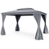 296x397cm Double Roof Patio Canopy Large Outdoor Gazebo Gray