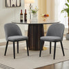 2 Pack Linen Upholstered Dining Chairs with Cushioned Seats and Curved Backrest