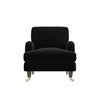 Black Velvet Armchair with Dark Wood Gold Legs Saddle Arms Traditional Style