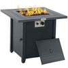 Square Propane Fire Pit Table 40000 BTU Gas Firepit w/ Lava Rocks and Lid
