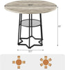 38.6" Round Dining Table 4 w/Storage Shelf Farmhouse Kitchen Table Metal Base