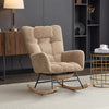 Rocking Chair for Nursery Corduroy Upholstered Nursing Chair with Footrest Brown