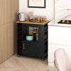 Kitchen Island Rolling Storage Cabinet Trolley Cart Shelves-Black
