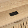 4ft6 Double Wooden Bed Frame with Storage Headboard, LED Light & Rattan Drawers