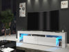 Large Gloss White TV Cabinet 200cm Unit Stand Modern Stand Led lights Milano 06