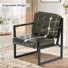 Modern Faux Leather Accent Chair Button-Tufted Design 110° Recline & Metal Frame