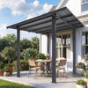 2.4x3.6m Metal Lean-to Gazebo Wall Mounted Iron Hardtop Pergola Heavy Duty