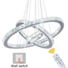 K9 Crystal 3 Ring Chandelier LED Ceiling Lights Pendant Light Dimmable w. Remote