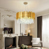 Gold Crystal Chandelier Modern Flush Mount Ceiling Light Fixture Luxury Lighting