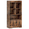 Bookshelf Freestanding Bookcase with Doors & 2 Storage Cabinets-Coffee