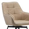 2x Beige Swivel Dining Chairs Faux Leather Padded Seat Dining Room Chair Modern