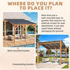 3x3.65m Lean-to Hardtop Gazebo Outdoor Wood Cedar Wall Mounted Pergola for Patio