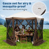 10X10 Ft Pop Up Gazebo Tent Pop-Up Screen Tent 6 Sided Canopy Sun Shelter
