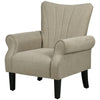 Upholstered Modern Accent Chair, Armchair with Wood Legs, Beige