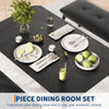 3Pcs Dining Table Set for 4, Kitchen Table w/Metal Frame & 2 Upholstered Benches