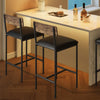Bar Stool Set of 4 Upholstered Chair w/ Back Footrest for Island Dining kitchen