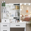 Dressing Table Makeup Desk 10 LED Lights Mirror 6 Drawers & Stool Set Vanity