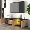 180cm TV Stand Media Unit w/ 3 Doors, LED Strips and Glass Shelves, TV Cabinet