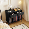 Record Player Stand Storage Cabinet Drawers Charging Station Vinyl Unit