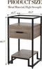 3-Tier Coffee Table w/ Tempered Glass Top Storage Drawer and Shelves Steel Frame