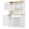 180cm Tall Kitchen Storage Display Cabinet w/ LED Lights, Drawers, Doors, White