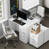 Computer Writing Desk with 4 Drawers, High Gloss Home Office Workstation