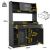 LED Kitchen Storage Cabinet 120x40x180cm with App Sync Lighting & 2 Drawers