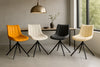 2 x Swivel Dining Chairs Matt PU Leather Padded Seat Dining Room Chair Modern