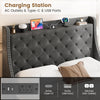 Full Size Bed Frame with Charging Station, Storage 4 Drawers and Headboard