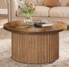 - Round Coffee Table, 31.5'' - Wood Center Table with Fluted Base
