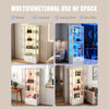Display Cabinets with Glass Doors & RGB Lights,4 Tier Curio & 1 Drawer Blutpzktw