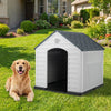 Large Dog House Waterproof Plastic Pet Shelter with Air Vents Grey