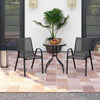 3 Piece Outdoor Bistro Set with 2 Stackable Chairs-Grey