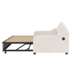 Daybed with Trundle Under Bed Guest 3ft Beige Upholstered Bed for Kids, Adults
