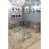 Rectangle Glass Coffee Table Polished Steel Frame Modern Living Room Furniture