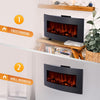 Electric Fireplace Wall Mounted Heater Flames Logs Remote Timer Adjustable Heat