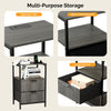 Modern 2 Drawers Bedside Table with Power Supply Nightstand Bedroom Furniture UK