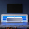 White TV Stand TV Cabinet High Gloss Doors with RGB LED Lights Cupboards 180cm