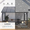 Aluminium Lean-To Gazebo, Wall-Mounted Hardtop Roof Pergola for Garden & Patio