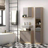 Tall Bathroom Cabinet, Oak Wood Effect Bathroom Tallboy Storage Unit,