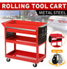 Upgraded Tool Storage Heavy Duty Garage Trolley Workshop 3 Tier Wheel Cart Shelf