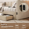 3FT Single Daybed, Single Guest Bed Sofa Bed with Trundle and 2 Storage Drawers