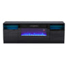 High Gloss Black TV Stand Cabinet Electric Fireplace Unit with 12 LED Backlight