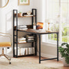 PC Desk Workstation Computer Desk with Bookshelf-Brown
