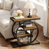 End Table for Living Room,Industrial Narrow Wood Side Table with Storage Shelves