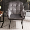 Velvet Armchair Quilted Back Leather Single Sofa Padded Seat Accent Chair Lounge
