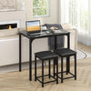 Bar Table Set Marble Effect Top Compact Breakfast Dining Table with Stools Black