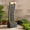 Garden Water Feature Outdoor LED Fountain Curved Waterfall Grey Teamson