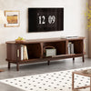 TV Stand Cabinet with Solid Wood Sliding Doors, Storage Media Console TV Unit